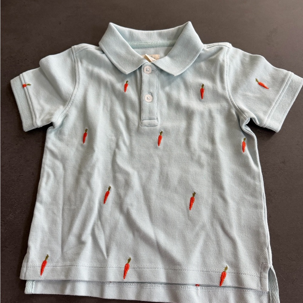 Light Blue Kids Polo with Carrot Embroidery